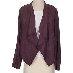 Burgundy Faux Suede drapey jacket - large